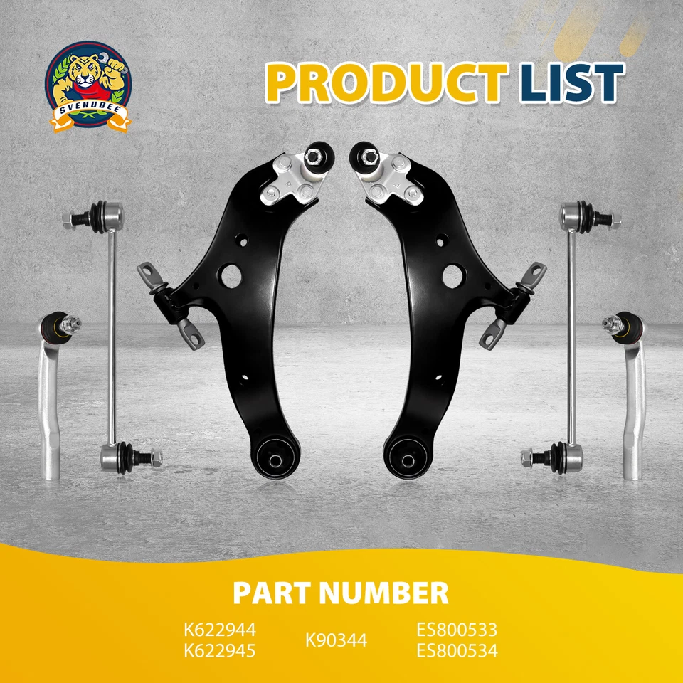 Kit de braço de controle dianteiro esquerdo direito 8 peças para Toyota Highlander Lexus RX350 2008-2019 - Imagem 4 de 4