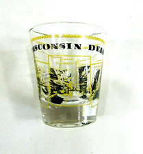 Vintage 1980's Wisconsin Dells USA Yellow Black Clear Old Bar Liquor Shot Glass