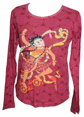 L-SHIRT LANGARMSHIRT BROMBEER ROT MOTIV SYONARA TANZEND m. PAILETTEN   38 NEU