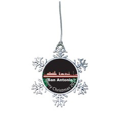 San Antonio City Skyline Vacation 2024 Silver Snowflake Christmas Ornament