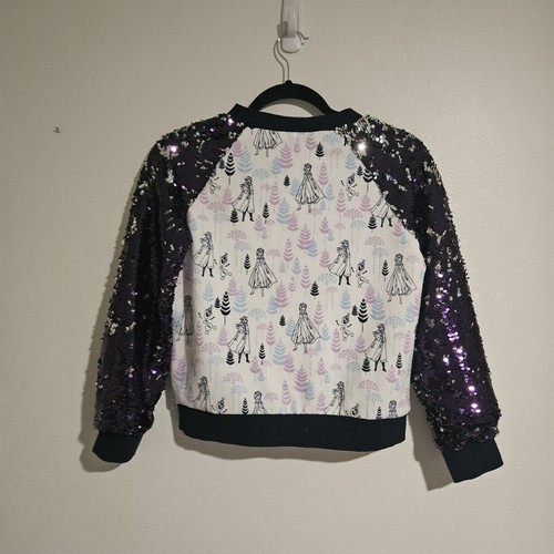 Mad Engine Disney Frozen 2 Big Girl's Sequin Sleeves Full Zipper Jacket Sz L Euc - Picture 6 of 9