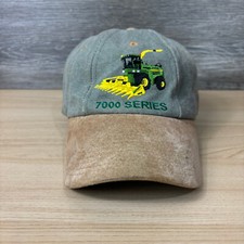 Vintage John Deere Hat Cap Strap Back Green Canvas 7000 Series Tractors
