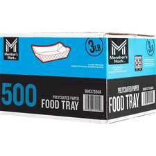 Members Mark Heavy Duty Paper Food Trays, 3lbs., 500ct.