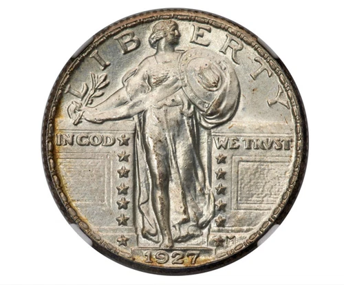1927 NGC MS66+ FH Full Head Standing Liberty Quarter 25c