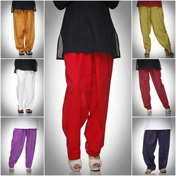 Ladyline Cotton Indian Salwar Pants with Drawstring Baggy Womens Pants