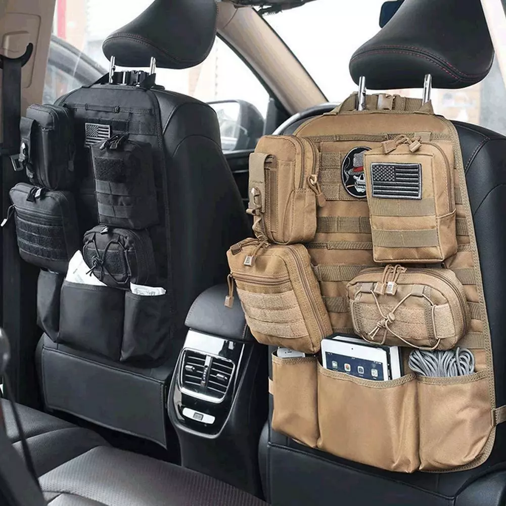 Tactical Vehicle MOLLE Car Storage Organizer Bag Panel Seat Back Cover  Protector