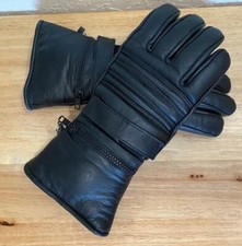 Motorcycle Gloves Winter Black Leather Gauntlet 3M Thinsulate Biker Women XS  S