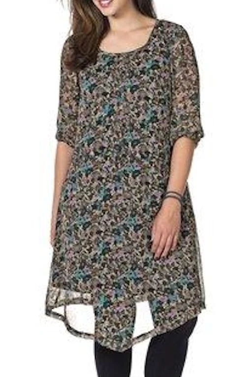 SHEEGO new style geblümtes Chiffon Sommerkleid Kleid Blümchenprint NEU - Bild 2 von 4
