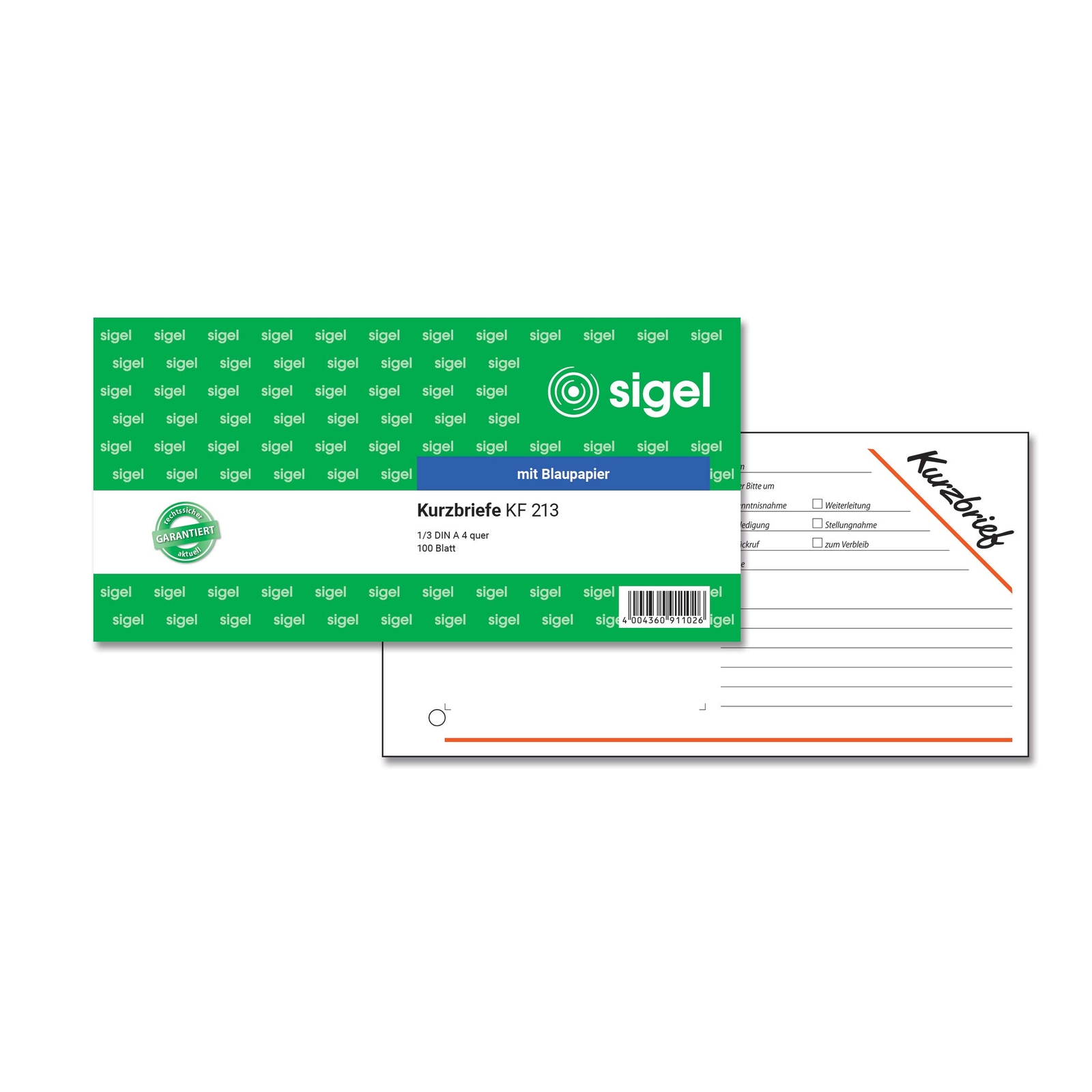 Sigel KF213 Kurzmitteilung, Short, 1/3 A4 Landscape 1 Items