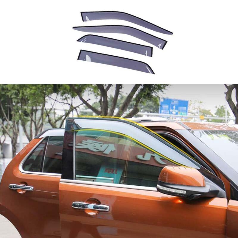 Black Transparent Window Visor Sun Rain Guards Compatible with Ford Explorer 2011-2019 Models