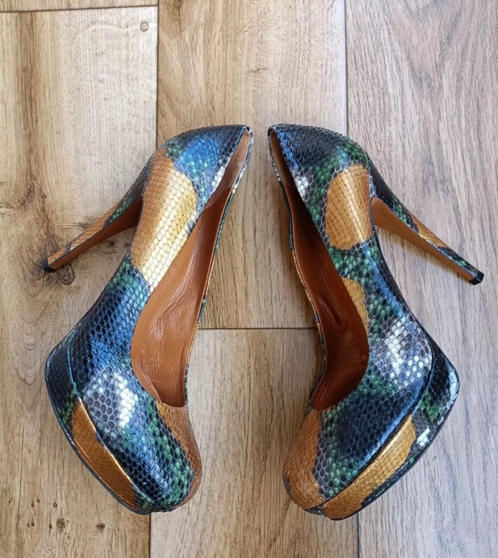 EUC, GUCCI  Multicolor PYTHON  Betty Platform Hee… - image 5