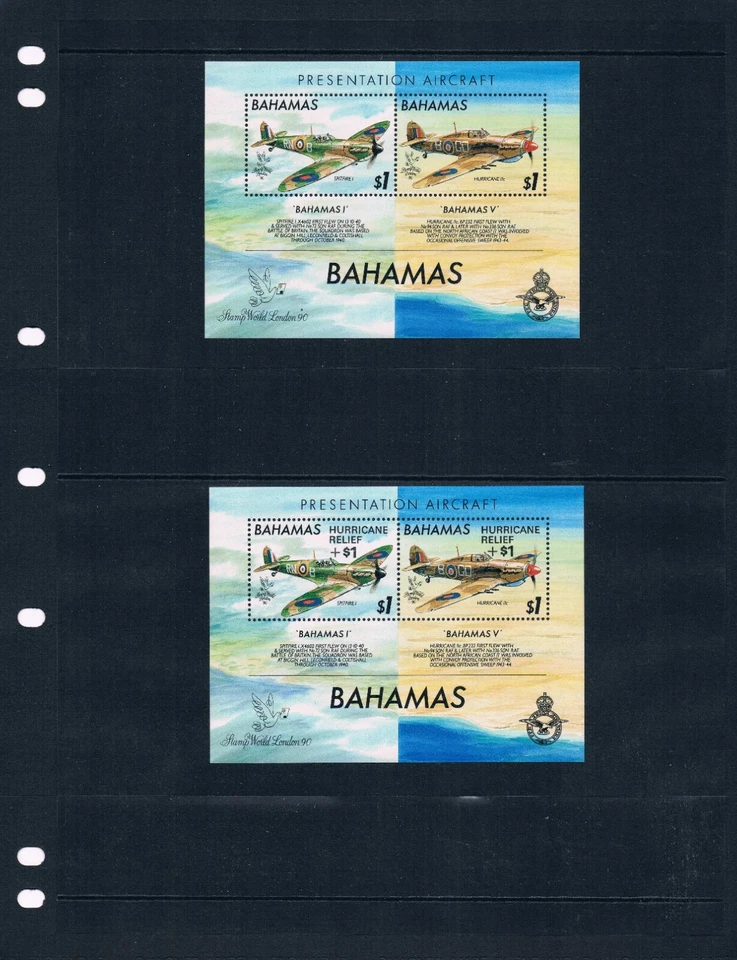 $33.00 Scott Value - 1990-92 BAHAMAS Airplanes 2 s/s Hurricane Rlf CV MNH NH UMM - Image 2 of 4