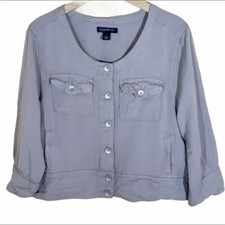 Bandolino jeans women's M light weight tan jacket top button up viscose