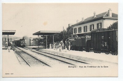 BOLOGNA Haute Marne postcard 52 interior station the train arrives at the station beautiful plan