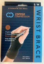 NEW Copper Compression Copper Infused SMALL/MEDIUM Left Hand Wrist Brace