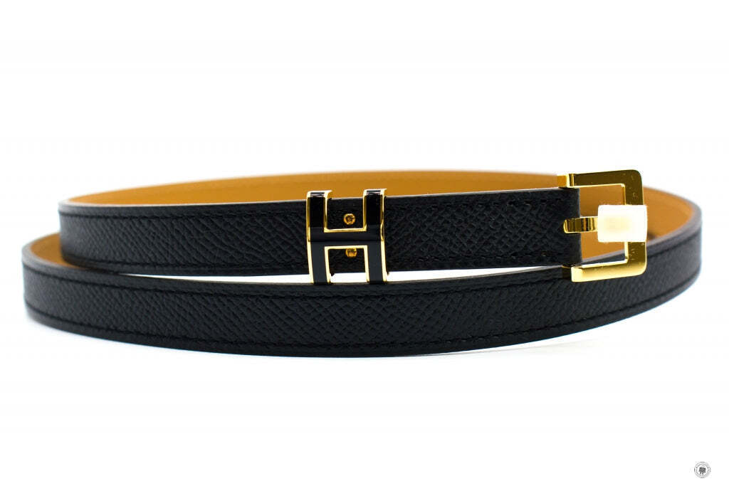 NEW Hermes H081087 Ceinture F Pop H 15 Veau Black / CC89 Epsom 85CM Belts  Ghw AU