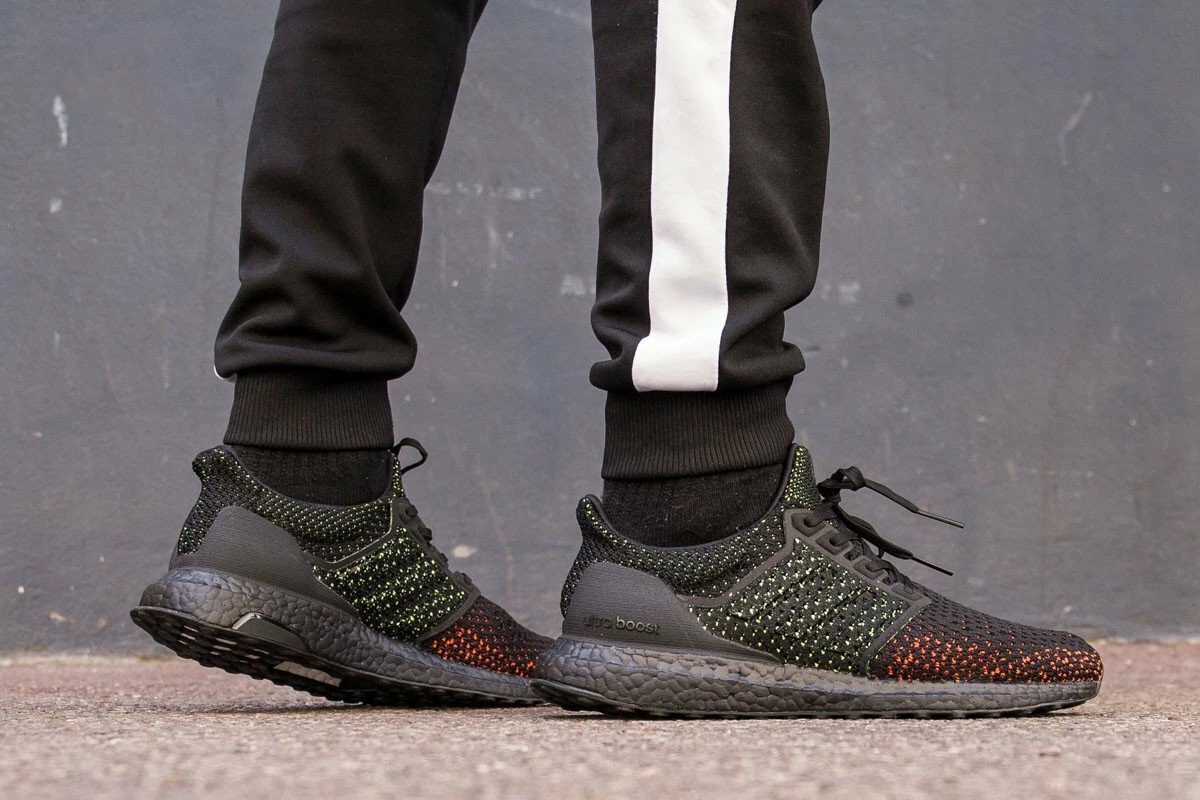 adidas Ultra Boost Clima Core Black Solar Red Green AQ0482 Men 8.5