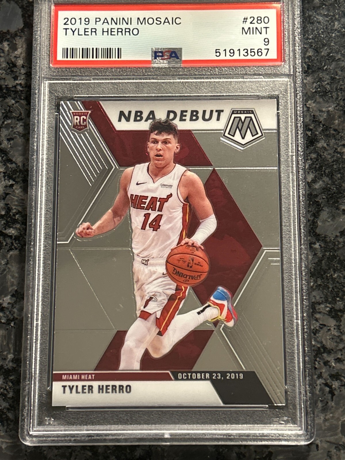 2019 Panini Mosaic - Tyler Herro ROOKIE CARD - Rookie Debut #280 - PSA 9