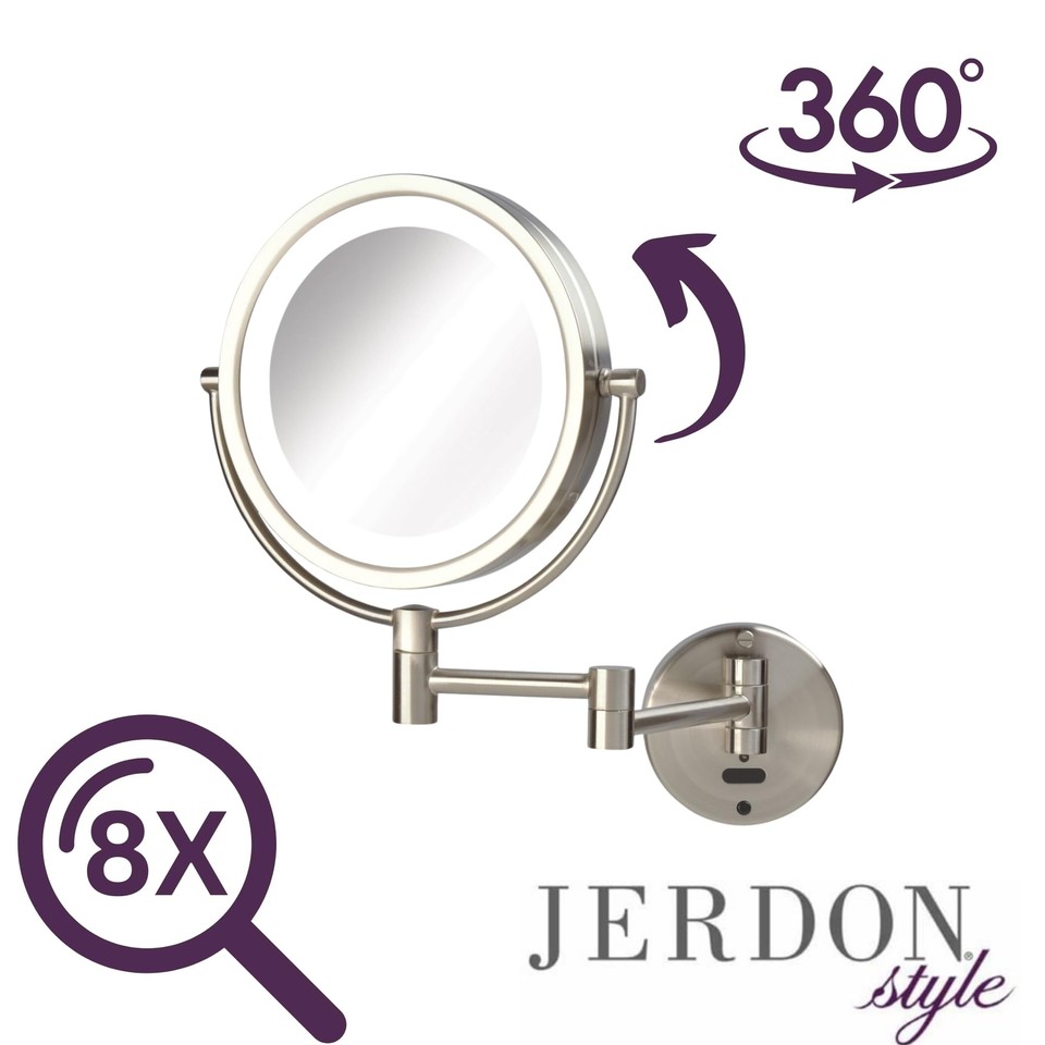 JERDON Sharper Image WallMounted Lighted Sensor Makeup Mirror Two