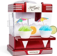 Nostalgia Electric Snow Cone Maker Kit Shaved Ice Machine Ice Shaver, Retro Red