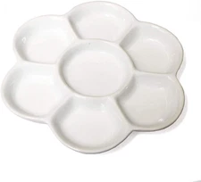7-Well Flower Mixing White Ceramic Artist Paint Palette Tray for Watercolor New