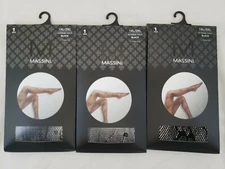 Three (3) Pairs Massini Sexy Fishnet & Floral Patterned Tights Size 1XL/2XL