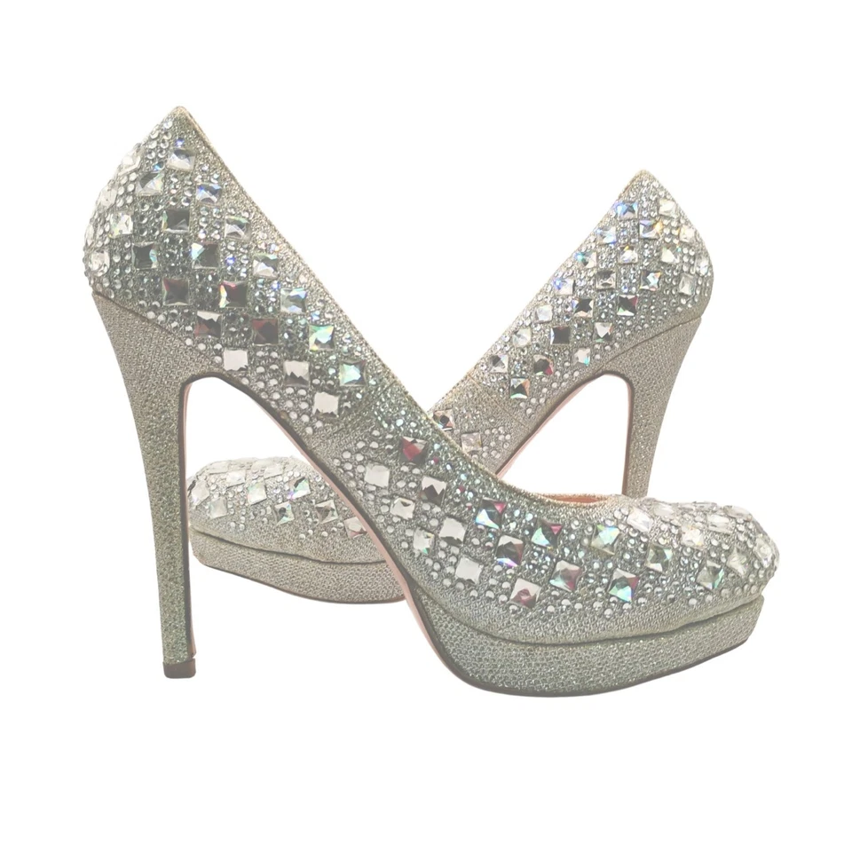 Lauren Lorraine Women High Heel Pump Size 8 Rhinestone Studded Stiletto Platform - Image 2 of 4