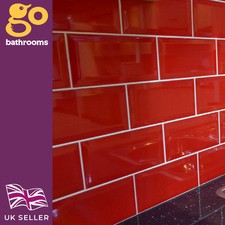 Metro Brick Effect Bevelled Edge Ceramic Tile Gloss Kitchen Bathroom Wall 1 Box