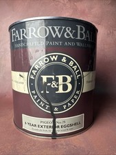 Farrow & Ball Exterior Eggshell paint in the color Pigeon No.25. 2.5L