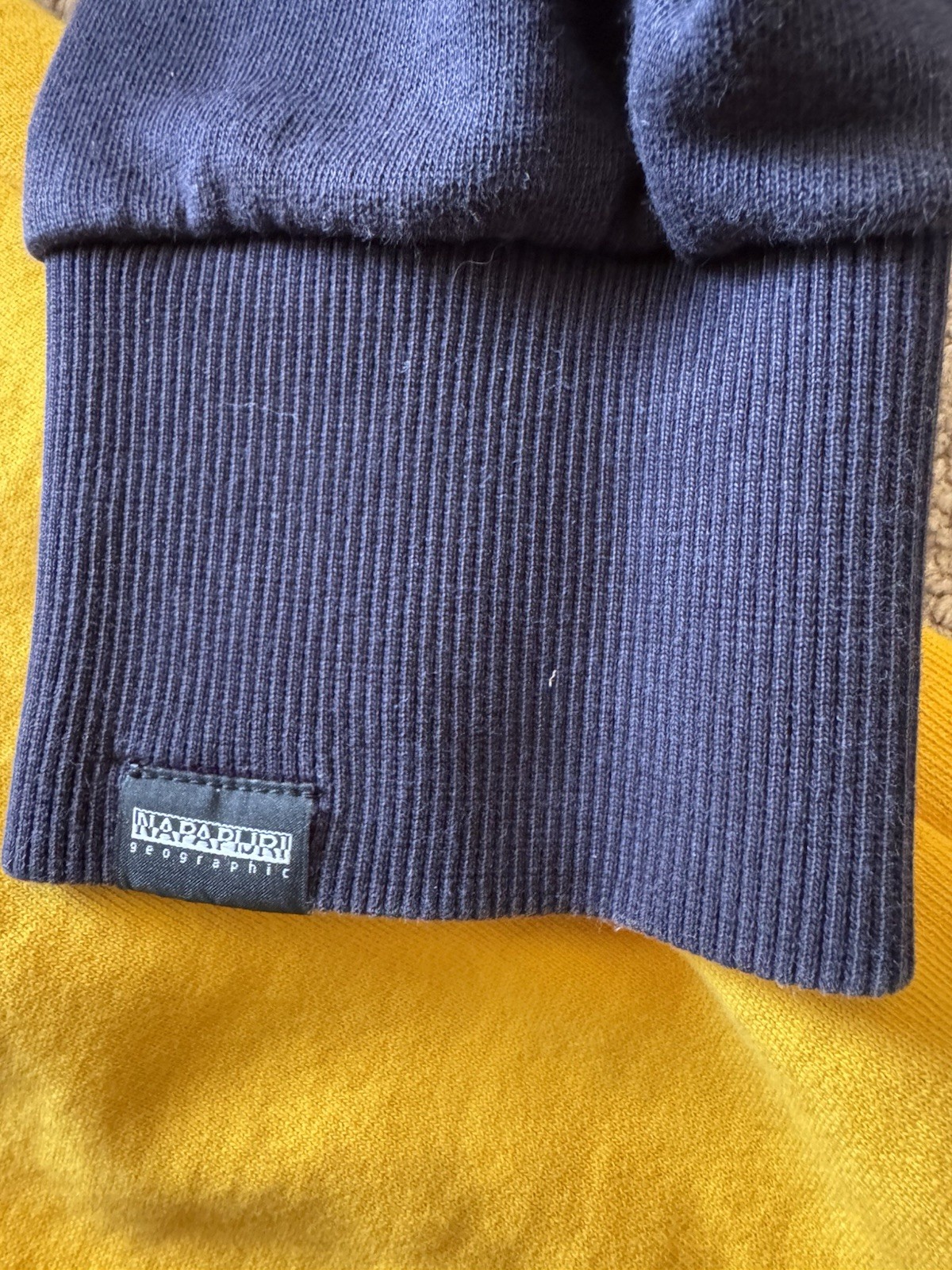 Napapijri Geographic Men’s Hoodie Sweatshirt  Logo Colorblock Cotton Large