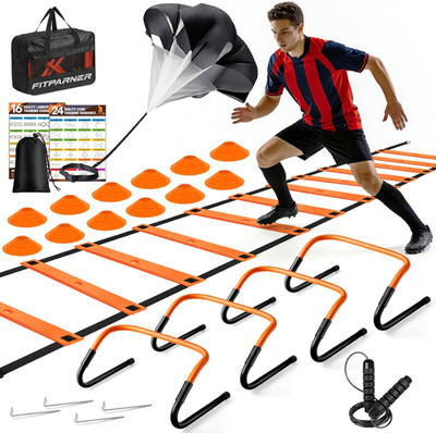 Agility Ladder, Soccer Football Training Equipment Set - 20Ft Speed Ladder, 4 Hu