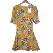 NEW Faithfull The Brand Mini Dress Women's Size 6 Ade Multicolor Floral Florence