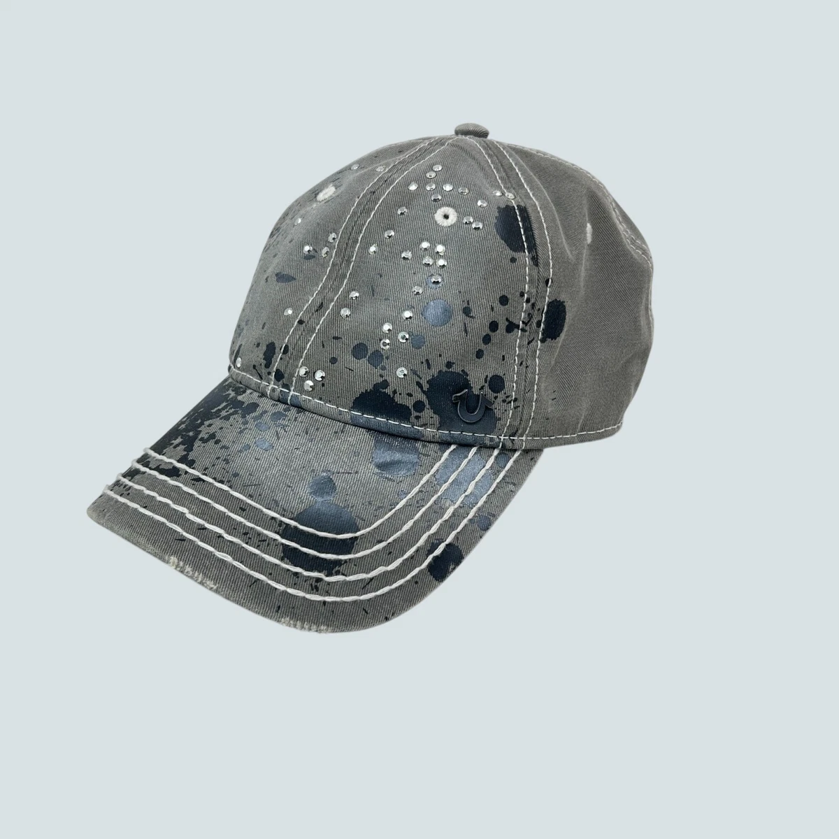 True Religion baseball hat cap gray linen cotton silver stud embroidery XXX True Religion Gray Men main image 2