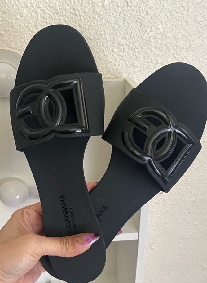 Black Dolce & Gabbana Rubber Slides Size 10
