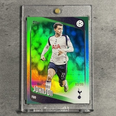 2025-26 Topps UEFA Club Brennan Johnson Green Holo Foil /99 Tottenham #18