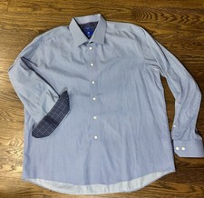 Egara Slim Fit Geometric Blue White Non-Iron Men's Dress Shirt XXL Long Sleeve