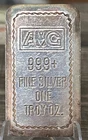 VINTAGE RARE AMG COMPANIES, INC .999 FINE SILVER ART BAR - ONE TROY OZ.
