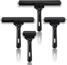4 Pack Rubber Brayer Roller, 4 Sizes Printmaking Brayers, Black Brayer Tool Viny