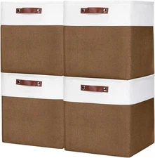 13x13 Cube Storage Bins, Collapsible Fabric Storage Box, 4 Pack Closet Baskets