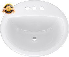 PF194R Rockaway 19" Circular Vitreous China Drop in Bathroom Sink with Overflow