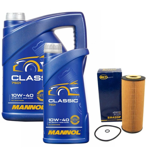 MotoröL Set Mannol 10W-40 API SN/CH-4 6 Liter + ÖLfilter FüR Seat Leon 2.8 Cupra-image