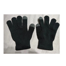 Men's Black & Grey Acrylic Knit Touchscreen Gloves, One Size, Wrist Length