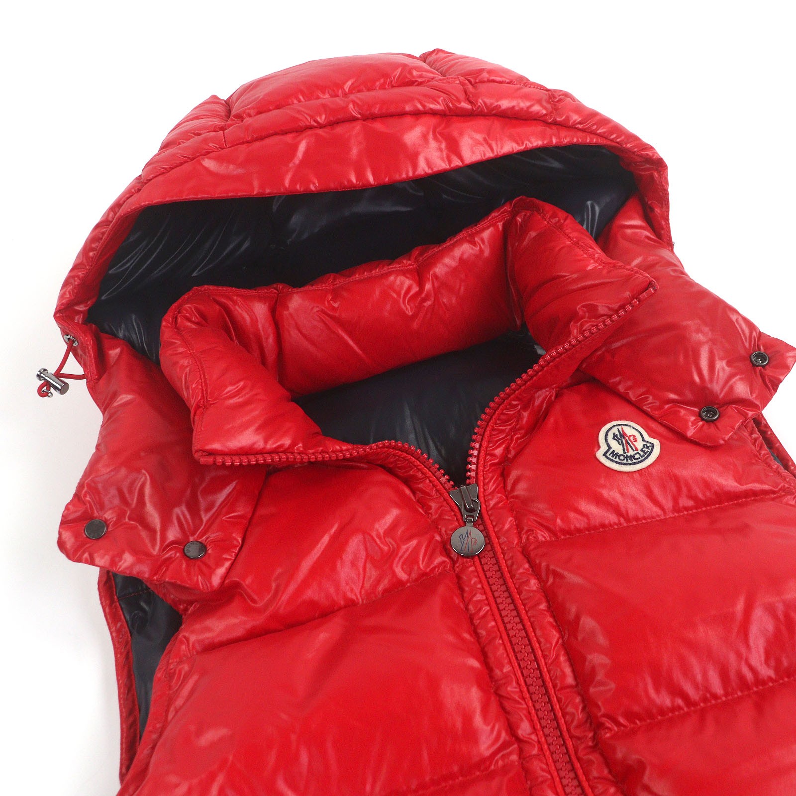 MONCLER Men's Ladies Hooded Down Vest Bormes Wzip Red Size 1 And thumbnail 2