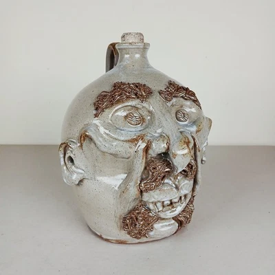 VTG Alabama Face Jug Folk Art Brown's Pottery Signed Jane Brown & Allen Hamm 11" - Image 1 of 4