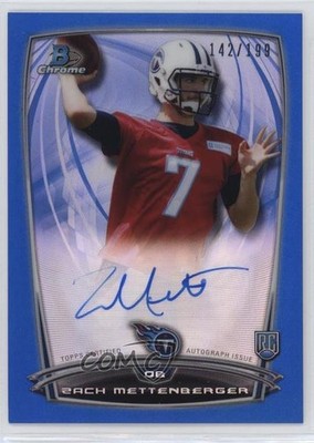2014 Bowman Chrome Rookie Blue Refractor 142/199 Zach Mettenberger Auto RC 1by