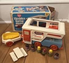 VTG Weebles Camp-About Camper Playset Incomplete W/ Box Extra Weebles 1972-74
