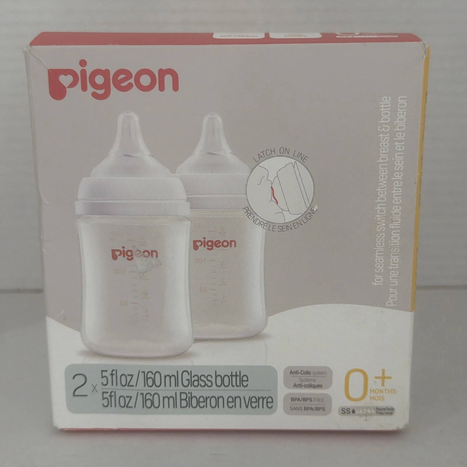 Pigeon Wide Neck Nursing 2 Glass Bottle 5.4 Oz Anti-Colic with 2 SS Nipples
Opens in a new window or