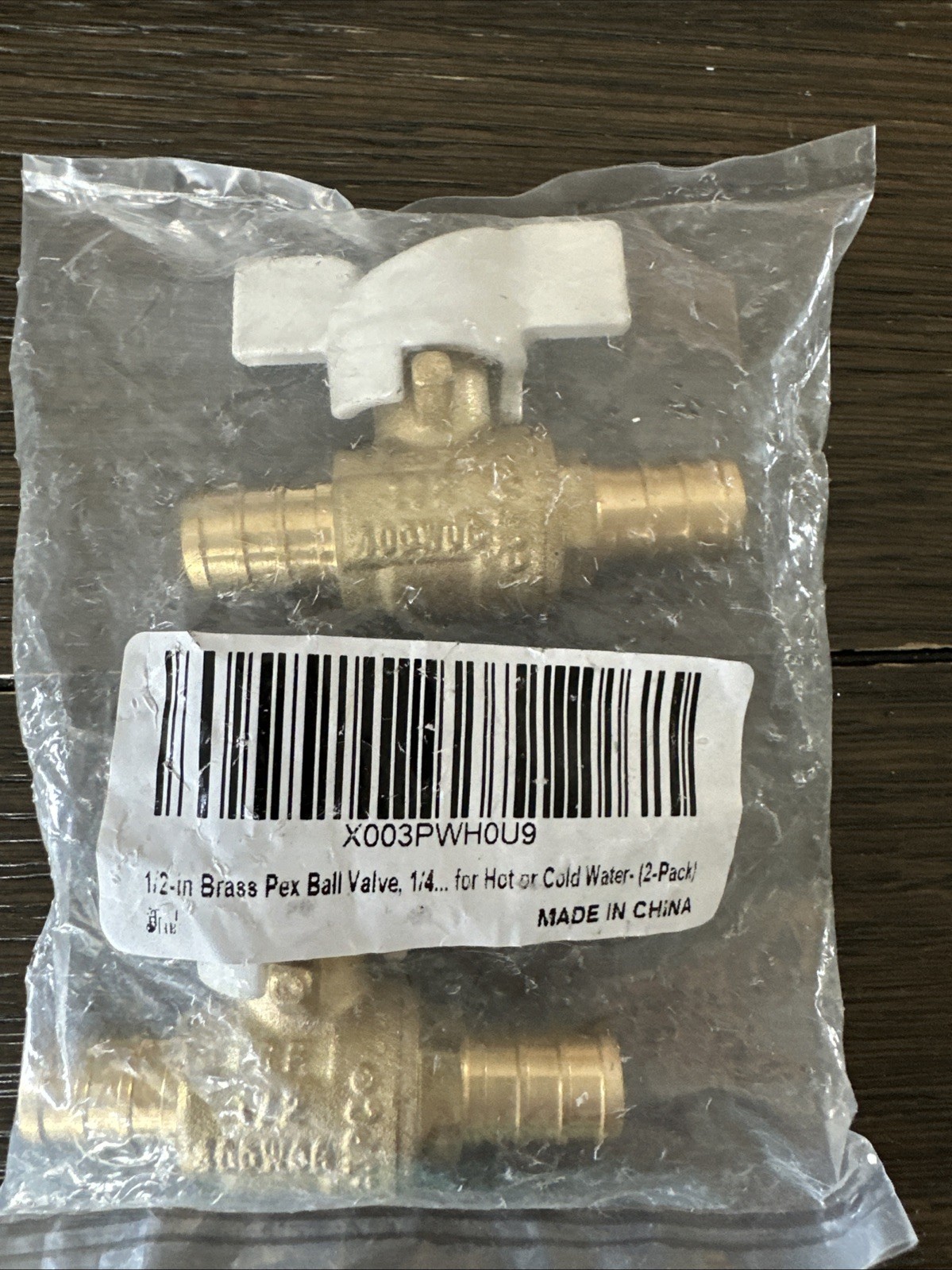 1/2-in Brass Pex Ball Valve, 1/4 Turn Pex Shut Off Valve with White T-handle-NEW