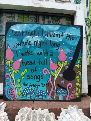 Avett Brothers Lyric Painting on 10'' wood panel, Laundry Room Song Wall Folk Art