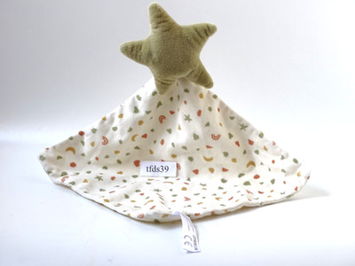 Zeeman Stern mit Rassel grün beige Kuscheltuch Schmusetuch (T236)